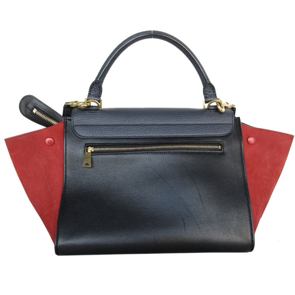 Celine Red Navy Trapeze Leather Black Blue Bag Shoulder Nubuck Gold